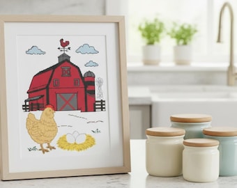 Cross stitch Farm Scene
