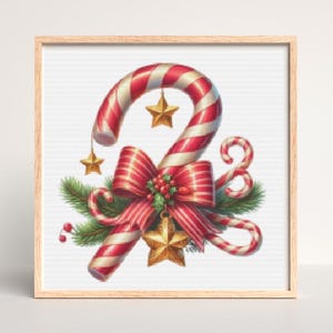 Candy Cane with Bow Cross stitch pattern