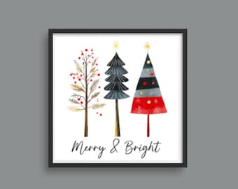 Christmas tree Merry and Bright cross stitch pattern