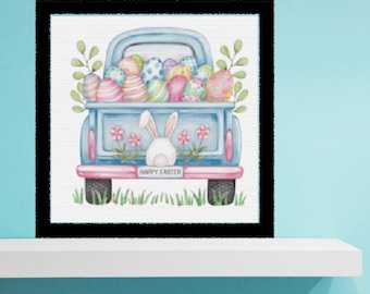 Easter Truck Cross stitch pattern