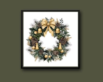 Christmas gold wreath cross stitch pattern