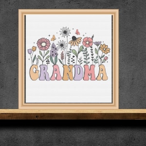 Grandma floral  cross stitch pattern