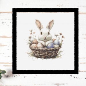 Bunny In a basket cross stitch pattern