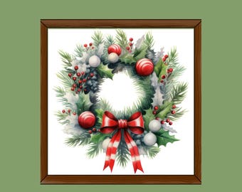 Christmas Wreath cross stitch pattern red Wreath