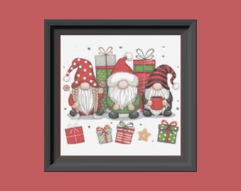 Christmas Gnomes Cross stitch pattern