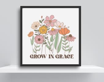 Grow in grace scripture cross stitch pattern