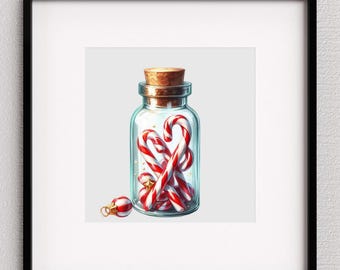 Candy Canes in jar cross stitch pattern