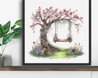 Pink Tree cross stitch pattern