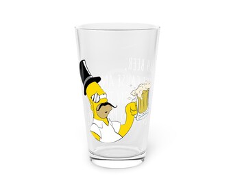 Homer Simpson Pint Glass, 16oz- Funny pint Glass - Gift idea