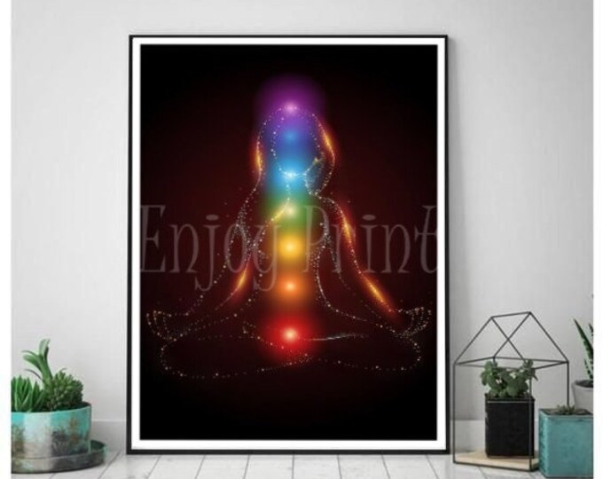 Digital Chakra Art Yoga Poses Printable Wall Decor, Instant Download 7 ...