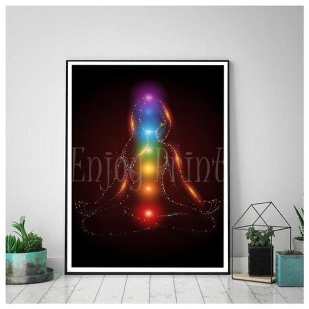 7 Chakras Energy Healing Art Print, Meditation Gift (digital Download ...