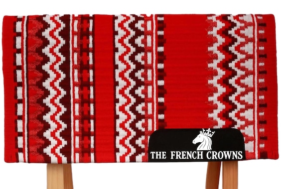 Western Red, White, and Burgundy Saddle Pad Show Pad Saddle