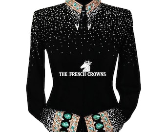 Black Western Show Shirt: Stretch Horsemanship Riding Apparel