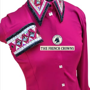 Pink  Western Show Shirt Horsemanship show shirt Showmanship Show shirt Horse Riding show shirt Glass Stone.