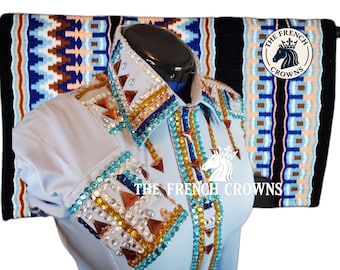 Light Blue Western Show Shirt & Pad Set - Horsemanship Showmanship