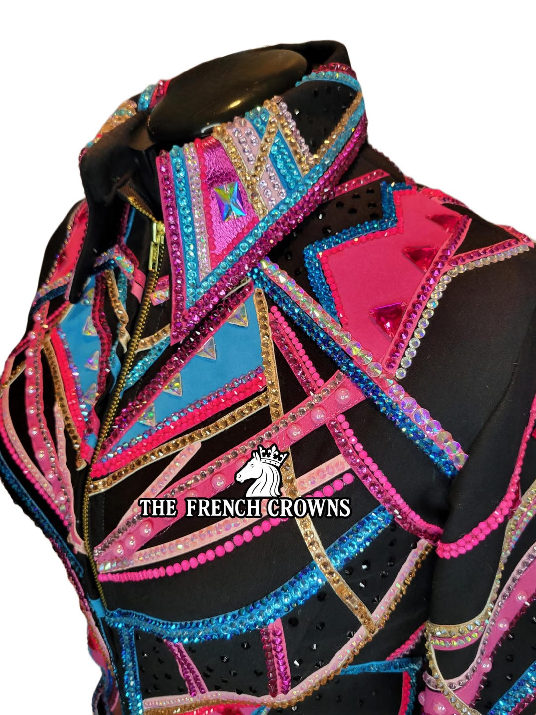 Pink Show Riding Jacket Pink Blue With Black Base Western Show Jacket: Women's Horsemanship ...