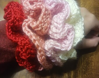 Pastel Crochet Scrunchies/ Handmade Ruffle Scrunchies