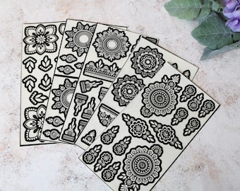 Henna Stencil - Two Hands - Large | Assorted Designs | Henna Tattoos | Temporary Henna Tattoos | Body Art | Adhesive Henna Stencil