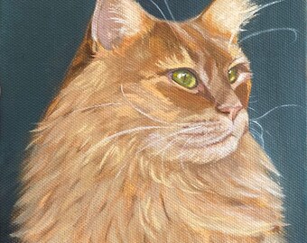 Maine Coon Original Oil Painting on Canvas Board - A5