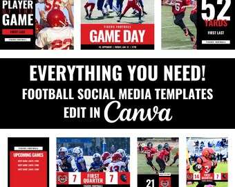 Football Social Media Templates for Canva: Editable Sports Marketing Bundle (45 Graphics)