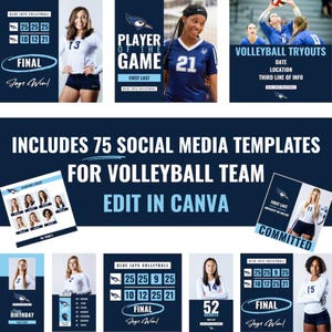 Volleyball Social Media Templates: 75 Editable Canva Graphics (Digital Download)