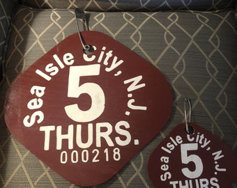Handmade New Jersey beach badge tag sign sea isle city