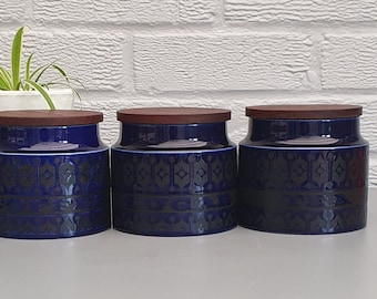 Hornsea heirloom blue Tea Coffee Sugar jars
