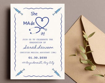Medical Assistant Graduation Canva Template – “She MAde It” | Editable Digital Download