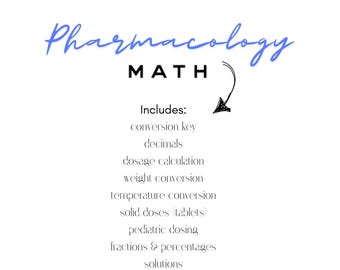 Pharmacology Math Study Guide | 21-Page Digital Download | Formulas, Examples, Practice Problems + Answer Key for MA & Nursing Students