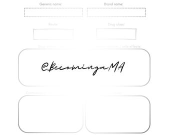 Pharmacology Medication Tracker | Printable Study Guide for Medications | Nursing Student Pharmacology Organizer | Medication Chart PDF