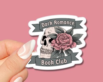 Pegatina del Club de Lectura de Romance Oscuro / Calcomanía literaria de Calavera y Rosa / Accesorio para lectores de Romance Oscuro / Pegatina de Booktok