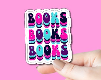 Books Books Books Sticker | Bookish Vinyl Sticker | Bright Colorful Reading Sticker | Book Lover Gift | Booktok Sticker | Kindle Sticker