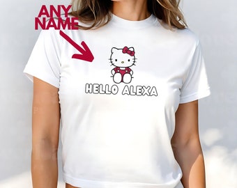 PERSONALIZED Hello Kat Baby Tee, y2k baby tee, baby tee y2k, kawaii baby tee, custom croptop, baby shirts for women, kitty baby t-shirt gift