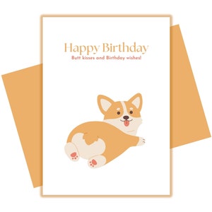 Carte de voeux d'anniversaire Corgi imprimable joyeux anniversaire 5 x 7 pouces carte bricolage PDF téléchargement immédiat
