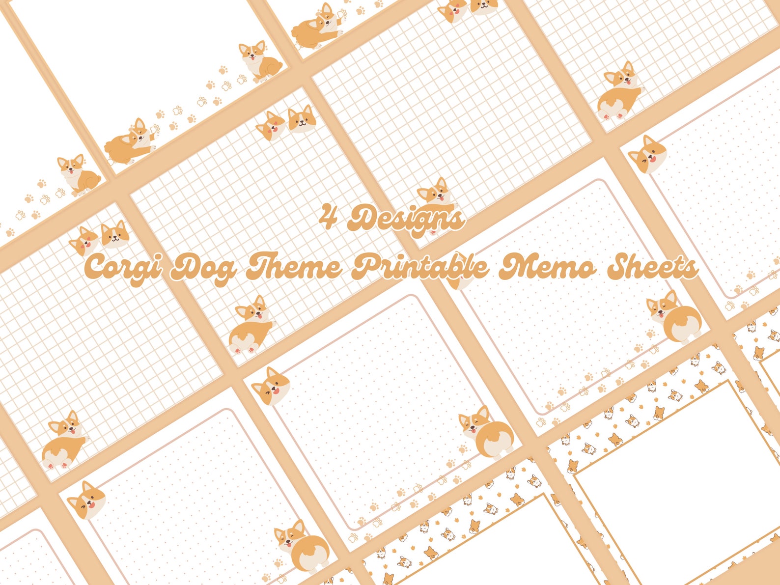Editable Corgi Notes 4 Designs Corgi Dog Theme Printable Notepad 3x3 Inch Digital Download ...