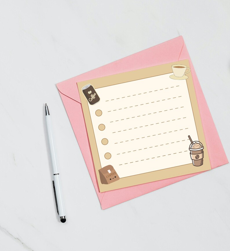 4 Designs Coffee Theme Printable Notepad 3x3 Inch Digital Download Memo ...