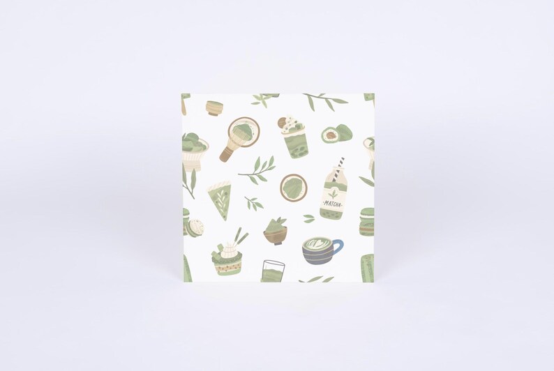 4 Designs Matcha Theme Printable Notepad 3x3 Inch Digital Download Memo ...