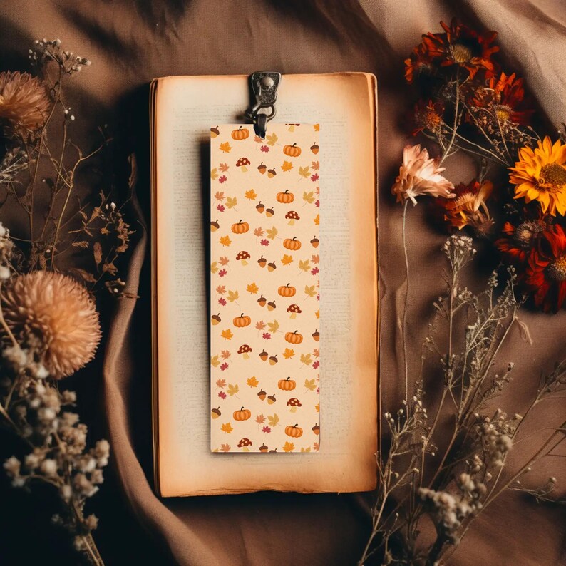 4 Designs Autumn Fall Printable Bookmark Digital Bookmark Download PNG ...