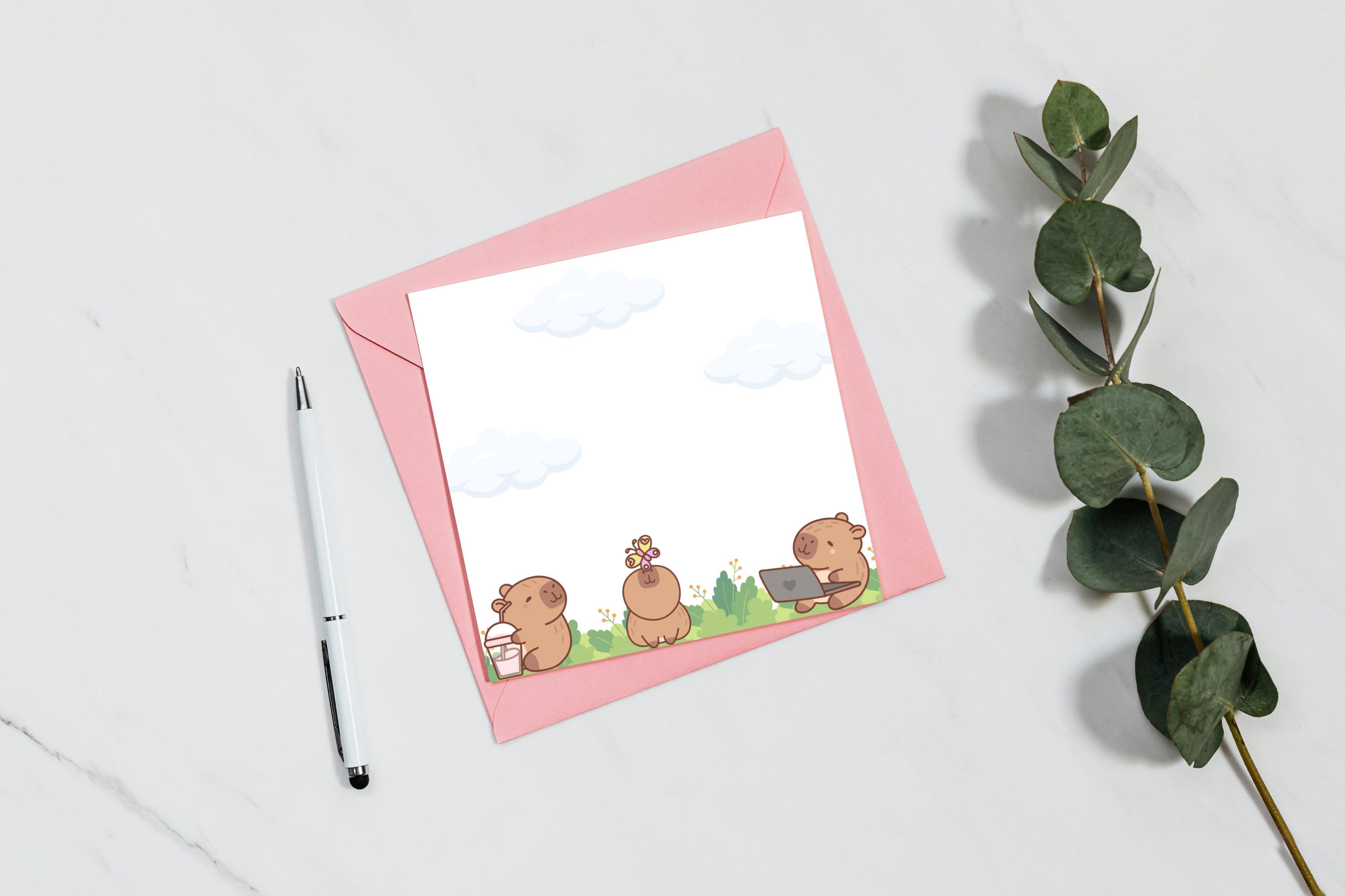 4 Designs Capybara Theme Printable Notepad 3x3 Inch Digital Download ...