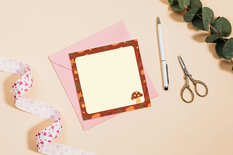 4 Designs Autumn Theme Printable Notepad 3x3 Inch Digital Download Memo ...