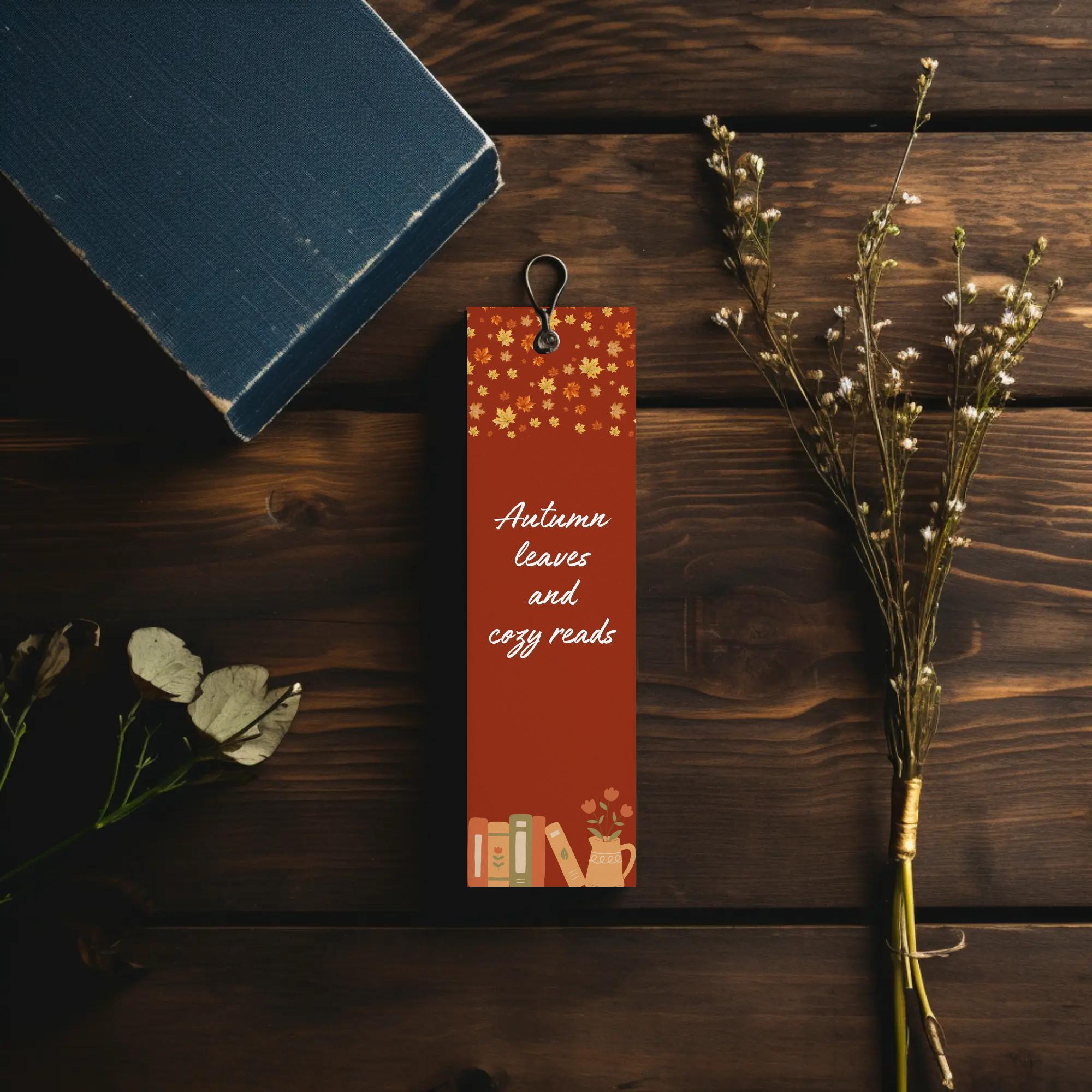 4 Designs Autumn Fall Printable Bookmark Digital Bookmark Download PNG ...