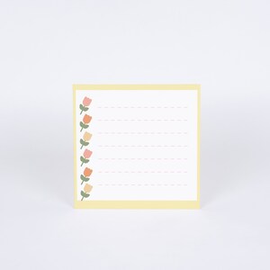 4 Designs Tulips Theme Printable Notepad 3x3 Inch Digital Download Memo ...