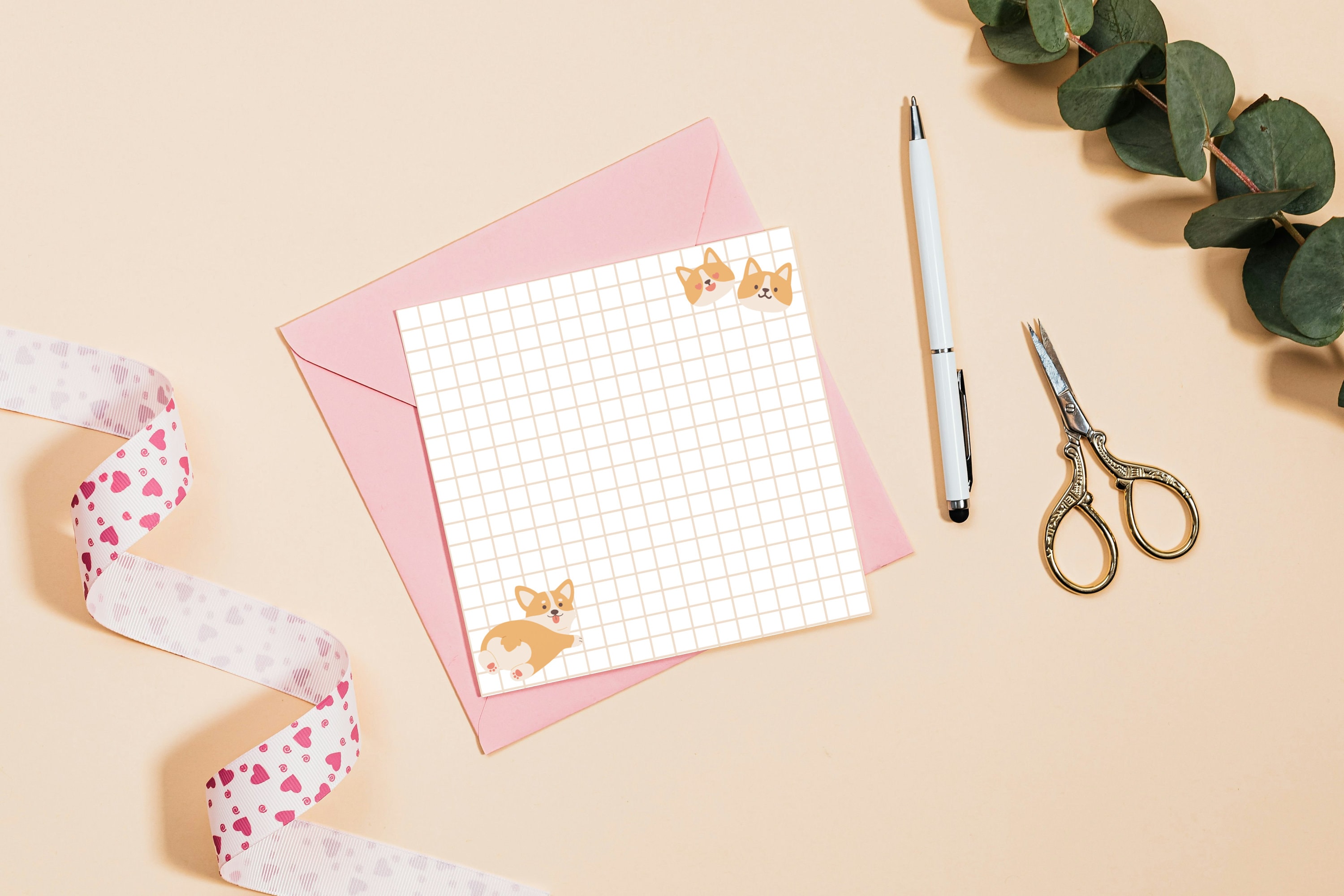 4 Designs Corgi Dog Theme Printable Notepad 3x3 Inch Digital Download ...
