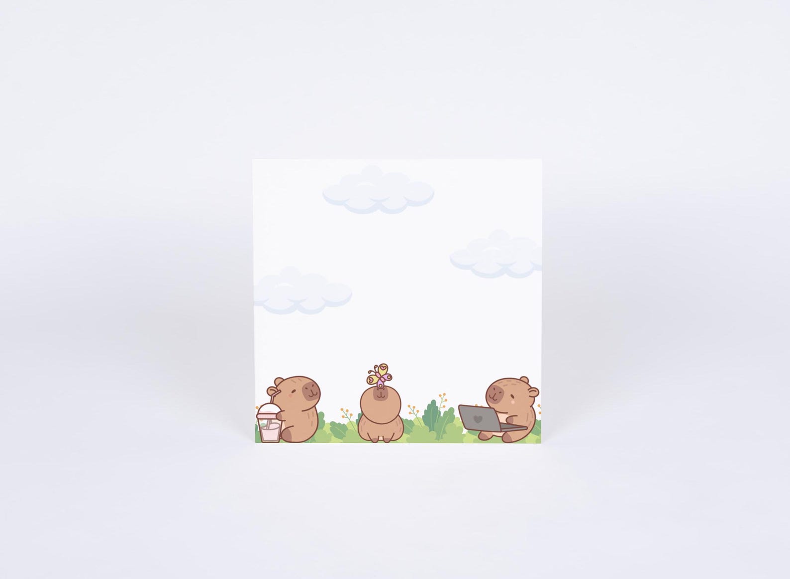 4 Designs Capybara Theme Printable Notepad 3x3 Inch Digital Download ...