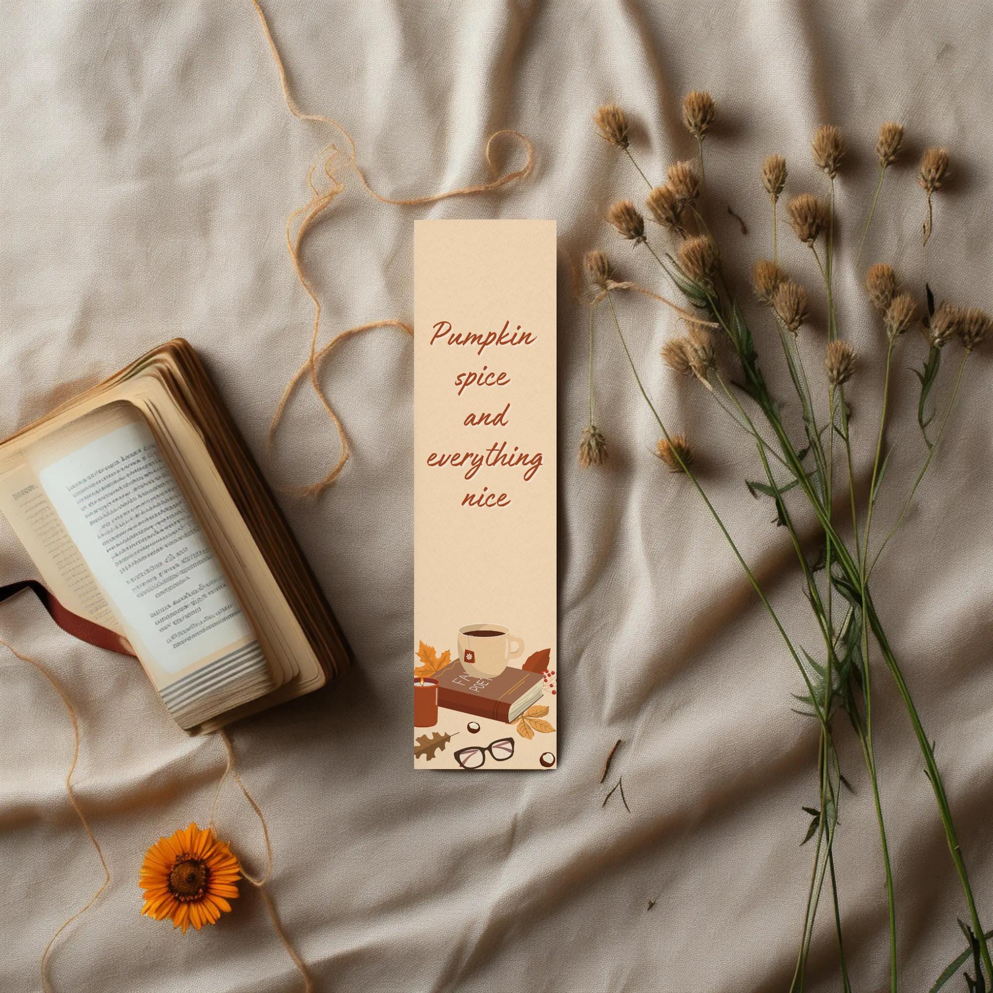 4 Designs Autumn Fall Printable Bookmark Digital Bookmark Download PNG ...