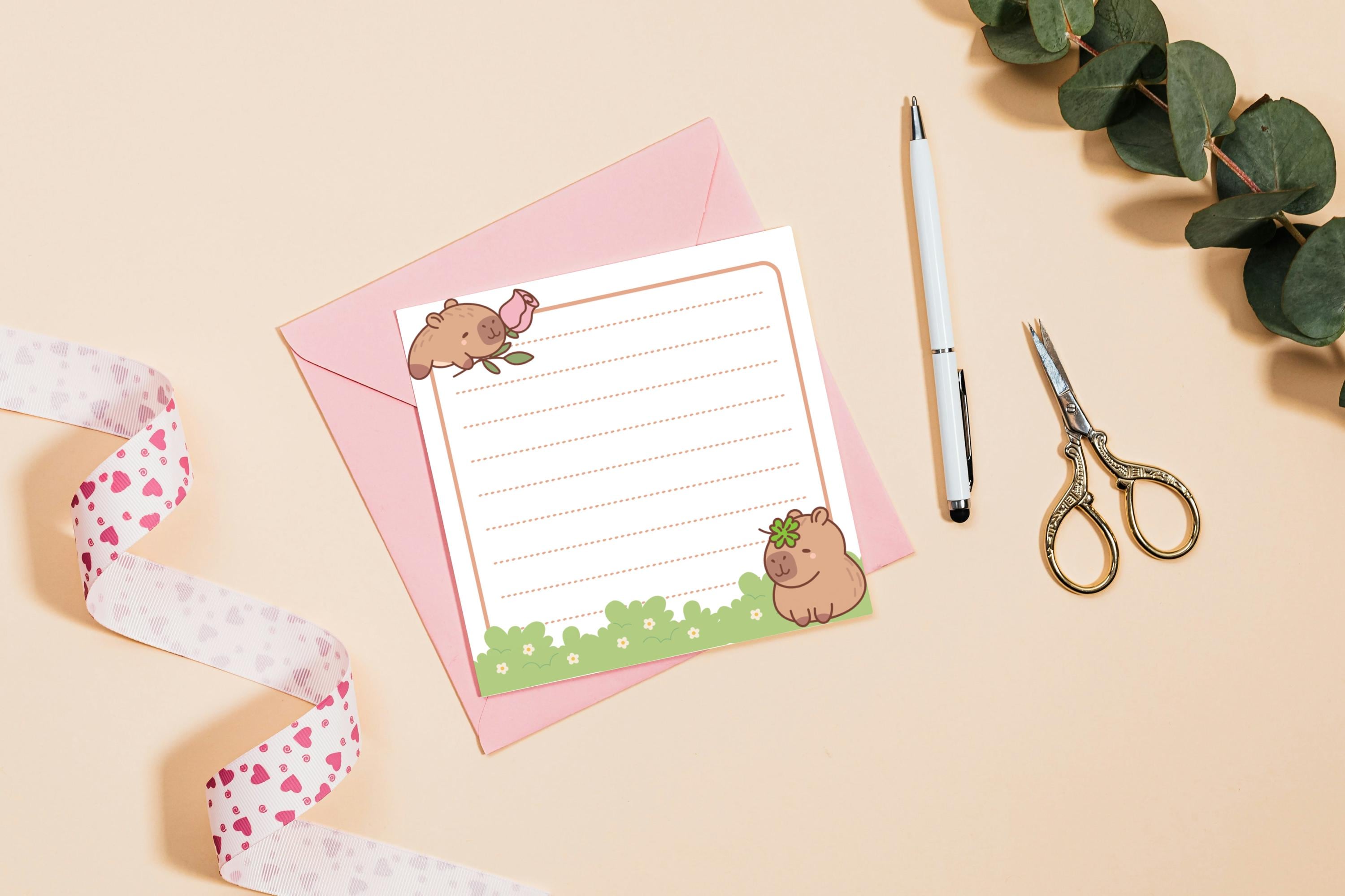 4 Designs Capybara Theme Printable Notepad 3x3 Inch Digital Download ...