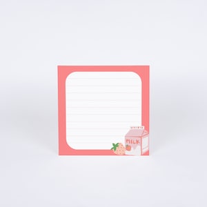 4 Designs Strawberry Theme Printable Notepad 3x3 Inch Digital Download ...