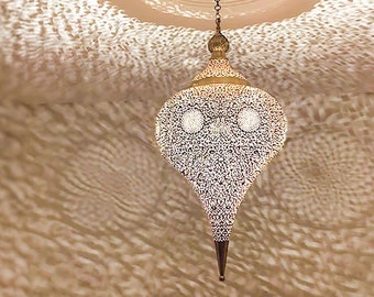 Lustre en laiton d'inspiration marocaine, abat-jour en laiton lanterne marocaine fabriqué à la main, lampe marocaine, plafonnier décor bohème, décoration marocaine