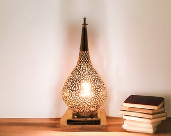 Lámpara marroquí, lámpara de pie, lámpara de mesa, lámpara de pie marroquí, lámpara de noche hecha a mano, decoración de luz de lámpara boho, lámpara de sombra de latón