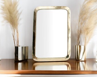 Gold Framed Rectangle Mirror - Irregular and Aesthetic Room Decor, Mirror for Bathroom, Living Room, Bedroom, Hallway, and Entryway